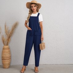 Однотонный комбинезон с карманом Shein
