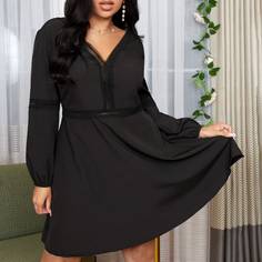 лента Одноцветный Повседневный Платья размер плюс Shein