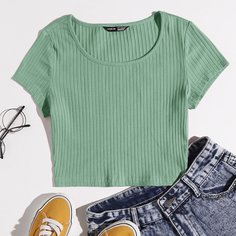 Вязаный топ в рубчик Shein