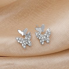 Серьги с бабочкой и стразами Shein