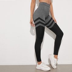 Полосатый Спортивные леггинсы Shein