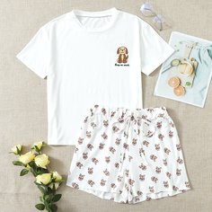 узел Мультяшный принт милый Пижама Shein