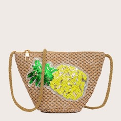 Соломенная сумка с узором ананаса Shein