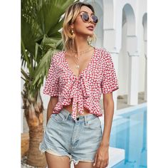 С оборками цветочный Бохо Женские топы Shein