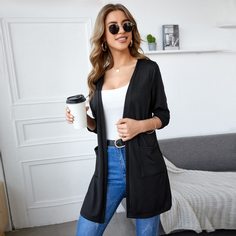 Однотонное пальто с карманами Shein