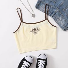 Короткий топ с ремешком в полоску Angel and Letters Shein