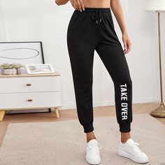 на кулиске Лозунг Спортивные брюки Shein