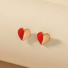 Серьги-гвоздики в форме сердечка для девочек Shein