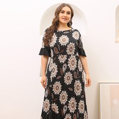 С оборками Этнический Повседневный Платья размер плюс Shein