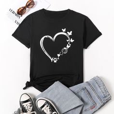 Животный Повседневный Футболка размера плюс Shein
