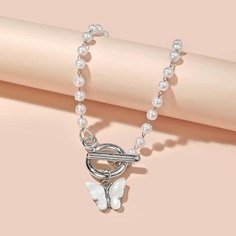 Браслет с искусственным жемчугом и бабочкой Shein