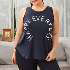 Асимметричный Лозунг Спортивные топы размера плюс Shein