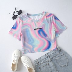 буква Повседневный Футболка размера плюс Shein