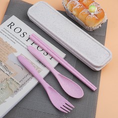 3шт пластиковый набор столовых приборов и 1шт коробка для хранения Shein