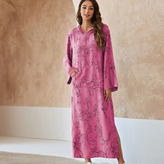 Платье с капюшоном, разрезом и цветочным принтом Shein