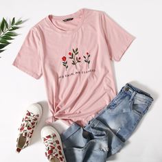 Топ с вышивкой Shein