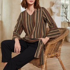 Геометрический Бохо Блузы Shein