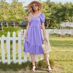 С оборками В горошек Бохо Платье Shein