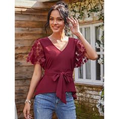 Пояс Одноцветный Элегантный Блузы Shein