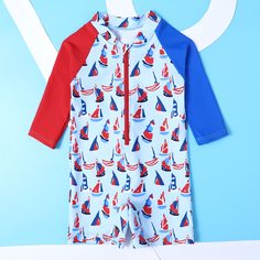 Слитный купальник с принтом для мальчиков Shein