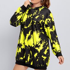 Контрастное платье-толстовка размера плюс на кулиске Shein