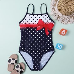 Слитный купальник в горошек для девочек Shein