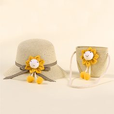 Шапка и сумка с цветком для девочек Shein