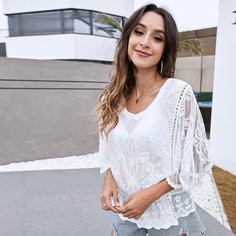 Сетчатый топ с вышивкой Shein