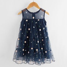 на молнии Цветочный принт милый Платья для девочек Shein