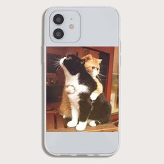 Прозрачный чехол для телефона с узором кошки Shein