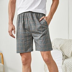 с карманами Клетка Повседневный Мужская домашняя одежда Shein