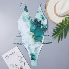 Слитный купальник с узором Shein