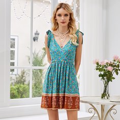 узел Цветочный принт Бохо Платье Shein