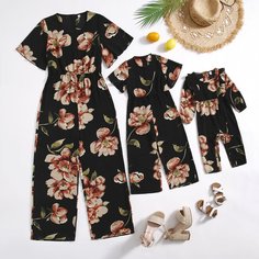 Со цветочками Бохо Комбинезоны Shein