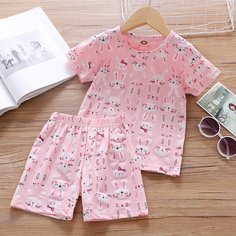 Мультяшный принт милый Домашняя одежда для девочек Shein