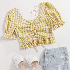 на кулиске Клетка Бохо Блузы Shein