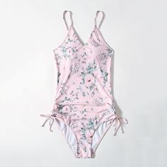 Слитный купальник на кулиске с цветочным принтом Shein
