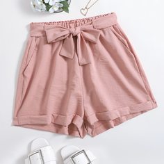 Пояс Одноцветный Повседневный Шорты Shein
