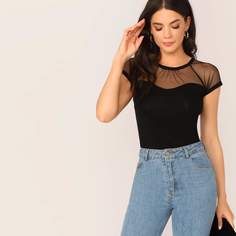 Футболка с сетчатыми вставками Shein