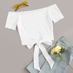 Трикотажный топ с открытыми плечами Shein