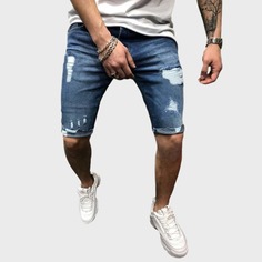Мужские рваные джинсовые шорты Shein