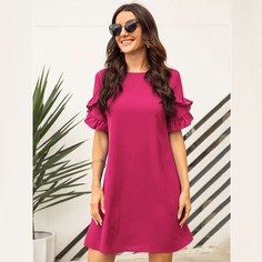 Однотонное платье с оригинальным рукавом Shein