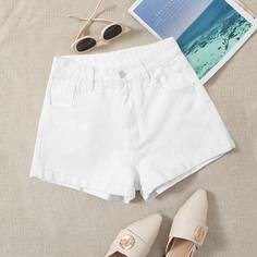 Однотонные джинсовые шорты с карманом Shein