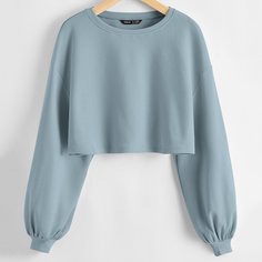 Вязаная короткая футболка в рубчик Shein