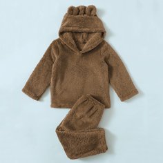 Однотонная плюшевая пижама для мальчиков Shein