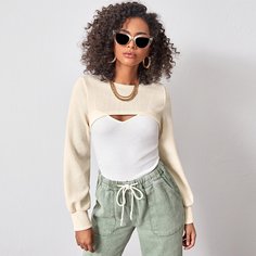 Однотонный трикотажный короткий топ Shein