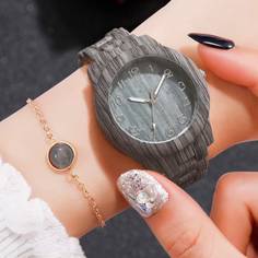 2шт круглые стрелочные кварцевые наручные часы и браслет Shein