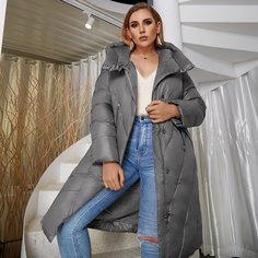 Astrid ватное пальто размера плюс на молнии с капюшоном и карманом Shein