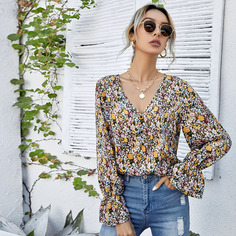 с оборками Цветочный Бохо Блузы Shein
