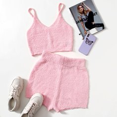 Вязаная майка и вязаные шорты Shein